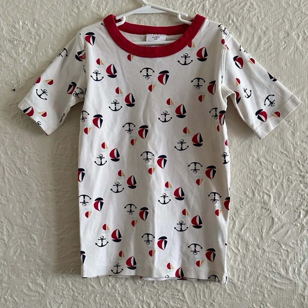 Hanna Andersson Short John Sailboat Anchor Top Red White Blue Kids Children’s 12